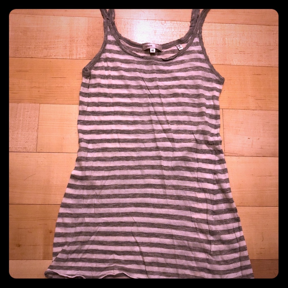 Vince heather grey striped tank top